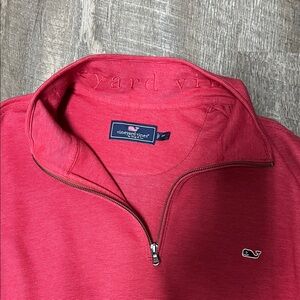 Vineyard Vines Men's Quarter Zip-Up Sweater in Vibrant Red